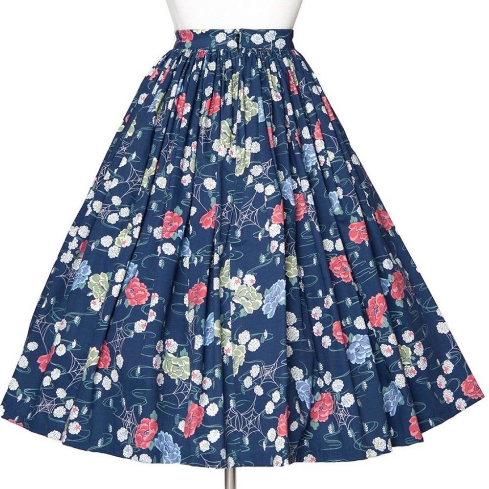 Pinup Girl Spiderweb & Rose Swing Skirt
